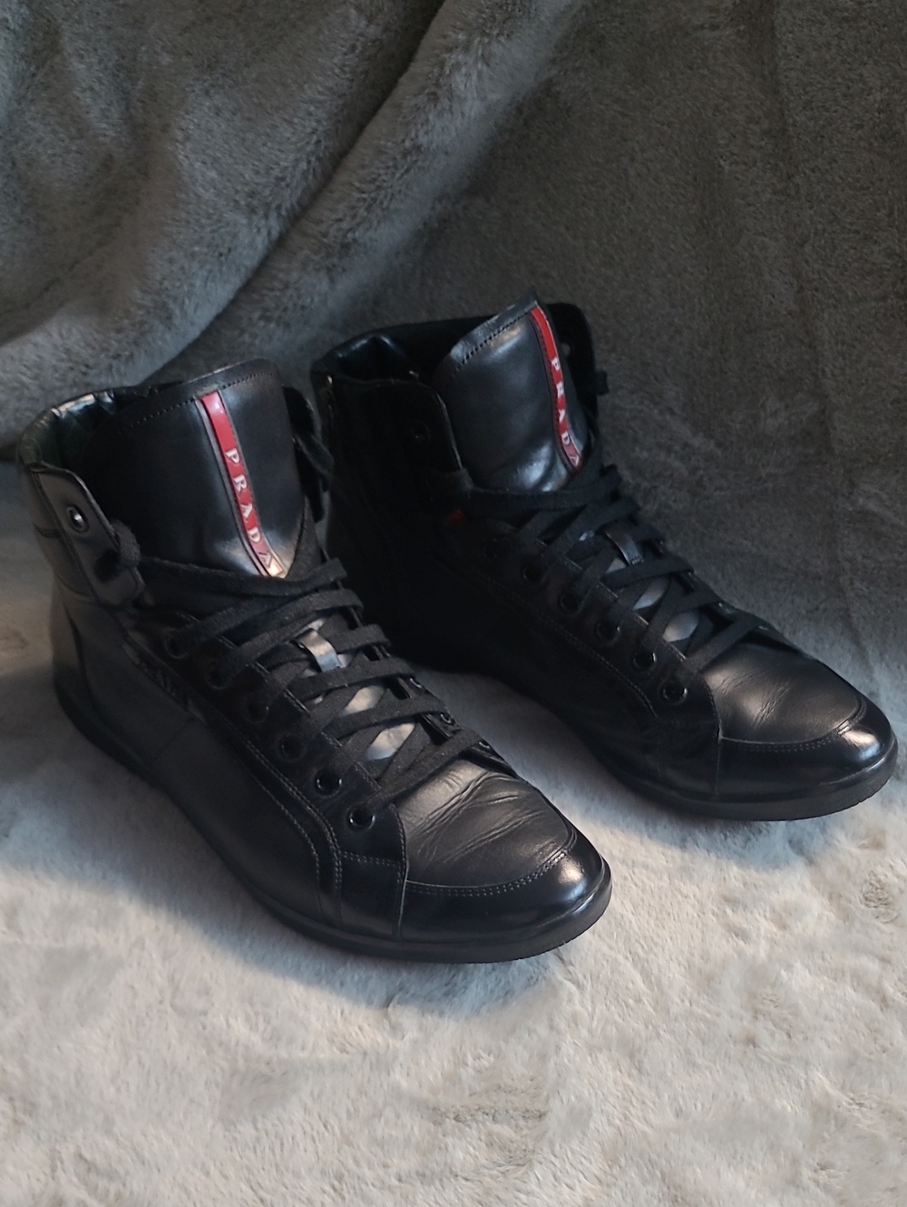 Prada Leather High Top Sneakers Mens U.S. 12
